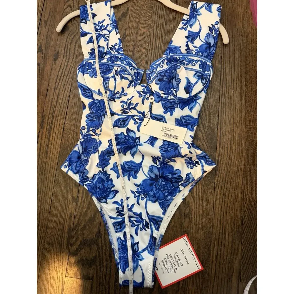 Alexandra Miro ZELLA One Piece Underwire SWIMSUIT - BLUE CAPRI XS NWT $328